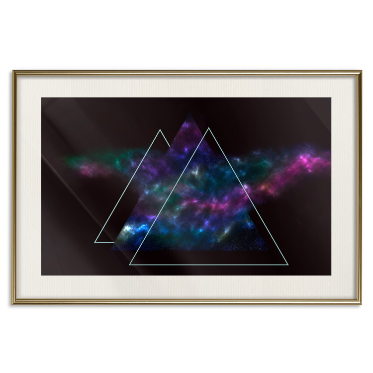 Poster Cosmic Mirror - geometric abstraction in triangles on a dark background 129152 additionalImage 20