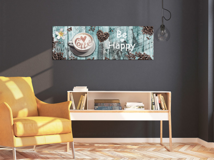 Canvas Art Print Joy with Coffee (1-part) narrow - second variant - coffee and inscriptions 129352 additionalImage 3