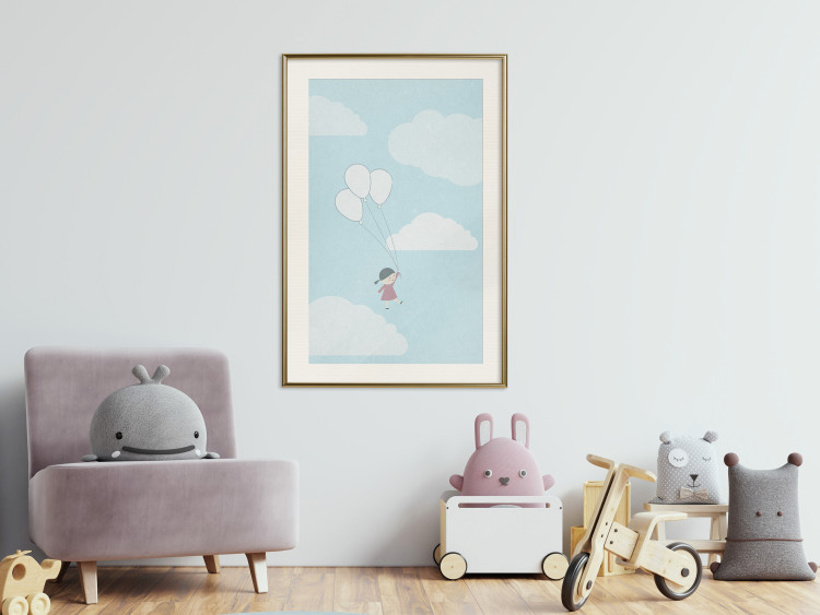 Wall Poster Dreamy Adventure - girl with balloons against sky with clouds 130552 additionalImage 22