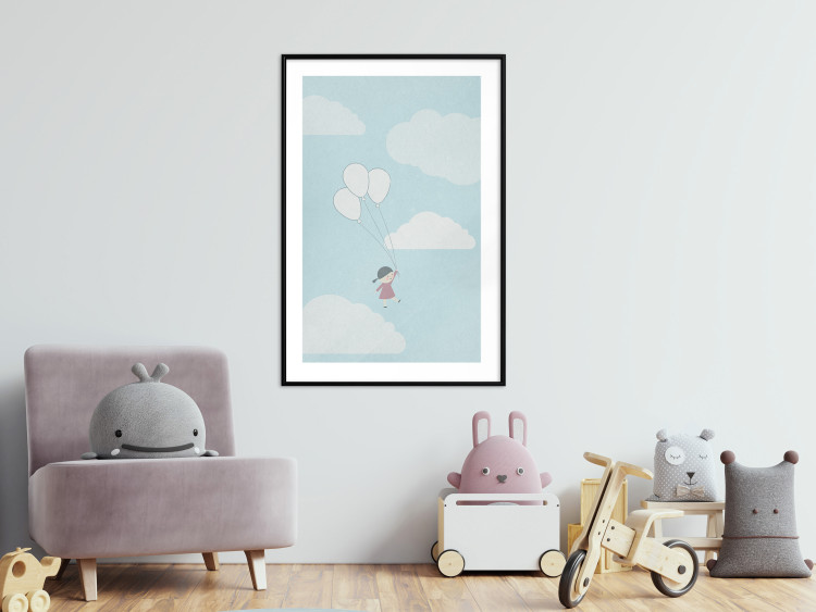 Wall Poster Dreamy Adventure - girl with balloons against sky with clouds 130552 additionalImage 23