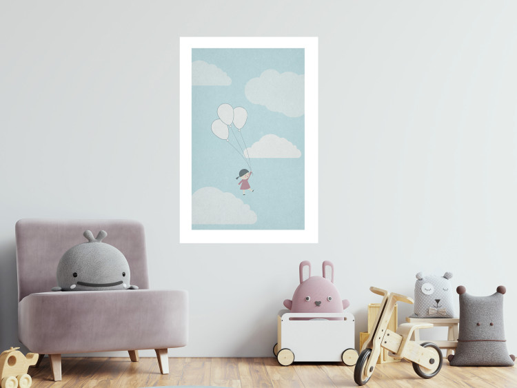 Wall Poster Dreamy Adventure - girl with balloons against sky with clouds 130552 additionalImage 14