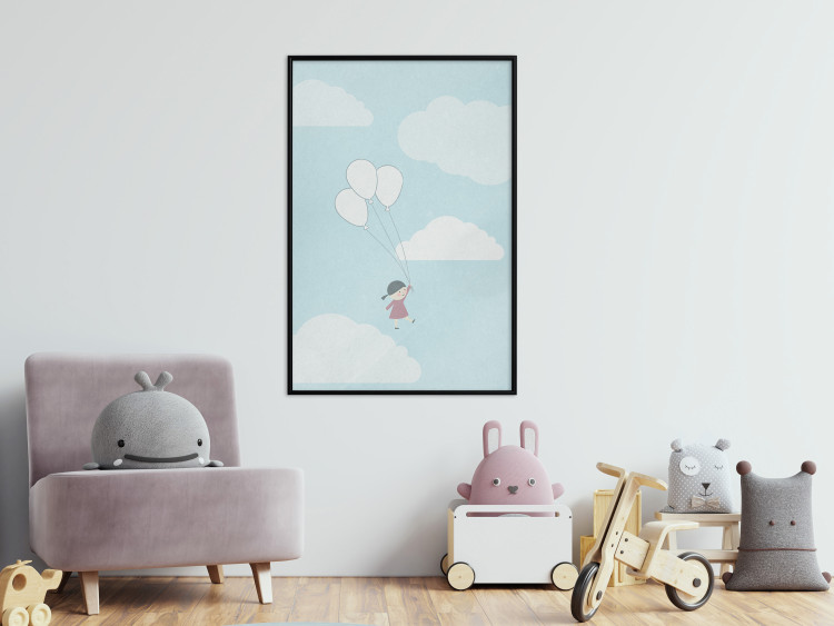 Wall Poster Dreamy Adventure - girl with balloons against sky with clouds 130552 additionalImage 11