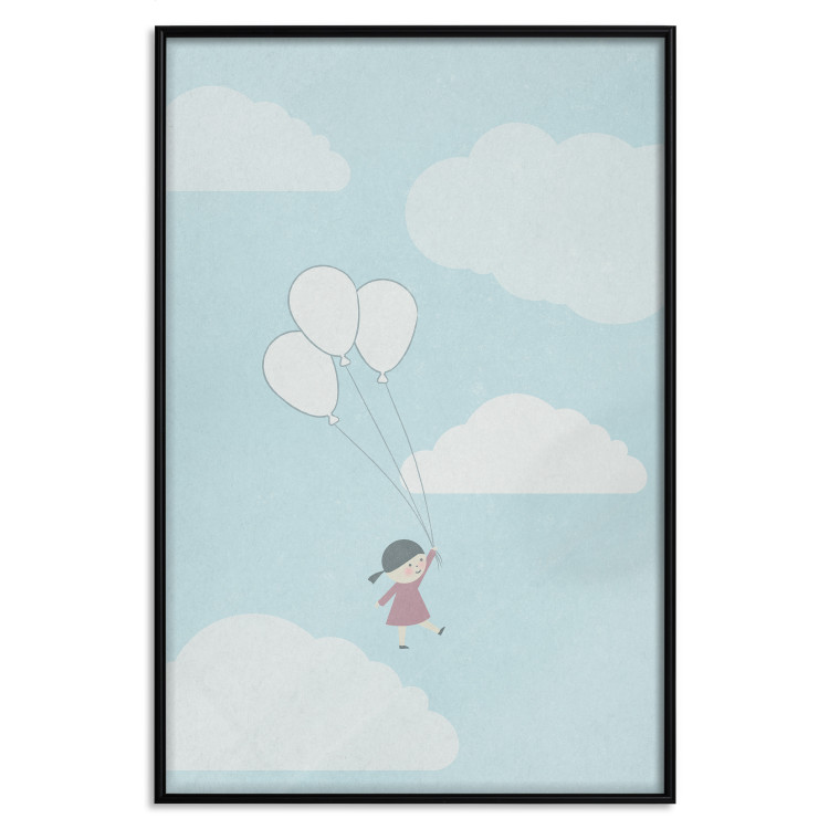 Wall Poster Dreamy Adventure - girl with balloons against sky with clouds 130552 additionalImage 18