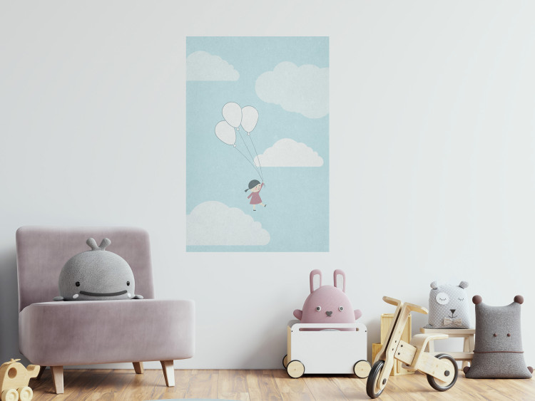 Wall Poster Dreamy Adventure - girl with balloons against sky with clouds 130552 additionalImage 12