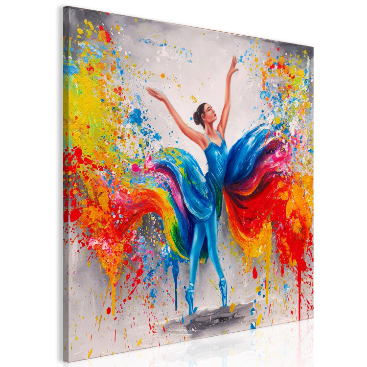 Canvas Art Print Colorful Ballerina (1-piece) Square - energetic dancing woman 131452 additionalImage 2