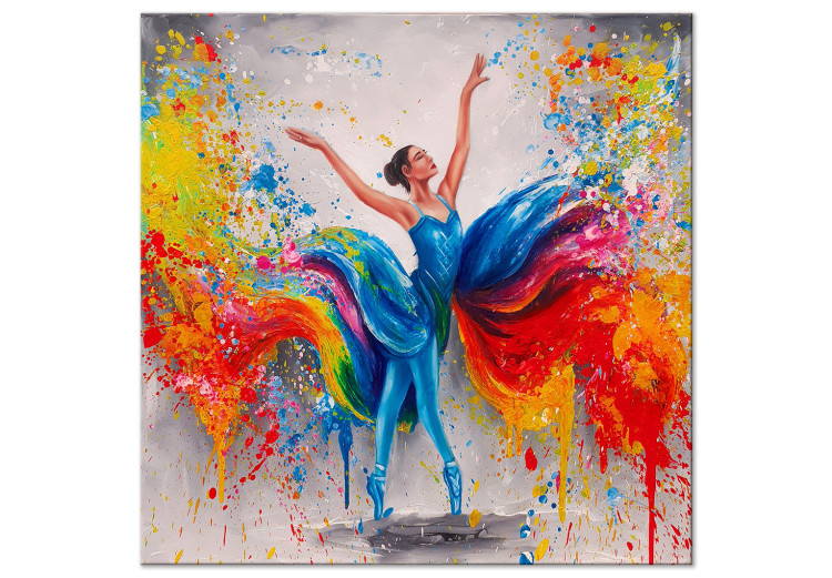 Canvas Art Print Colorful Ballerina (1-piece) Square - energetic dancing woman 131452