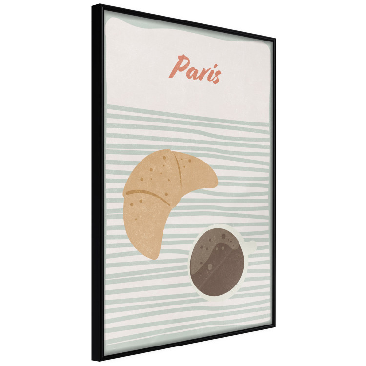 Poster Parisian Breakfast - text and coffee with croissant in a light composition 131952 additionalImage 13