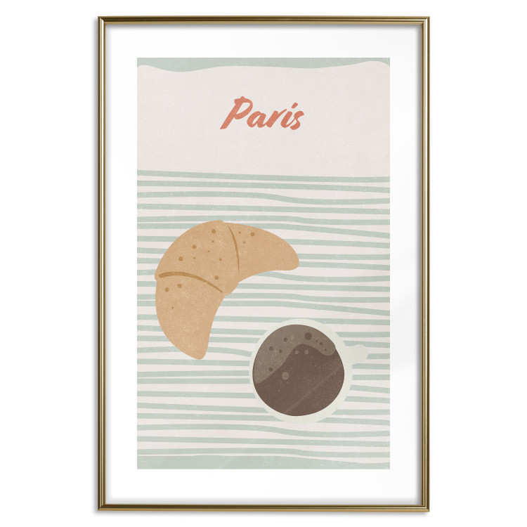 Poster Parisian Breakfast - text and coffee with croissant in a light composition 131952 additionalImage 14