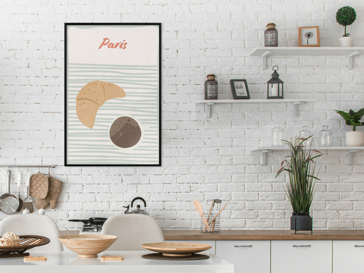 Poster Parisian Breakfast - text and coffee with croissant in a light composition 131952 additionalImage 6