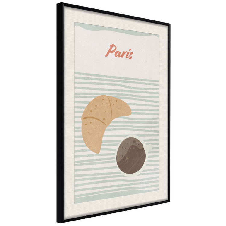 Poster Parisian Breakfast - text and coffee with croissant in a light composition 131952 additionalImage 2