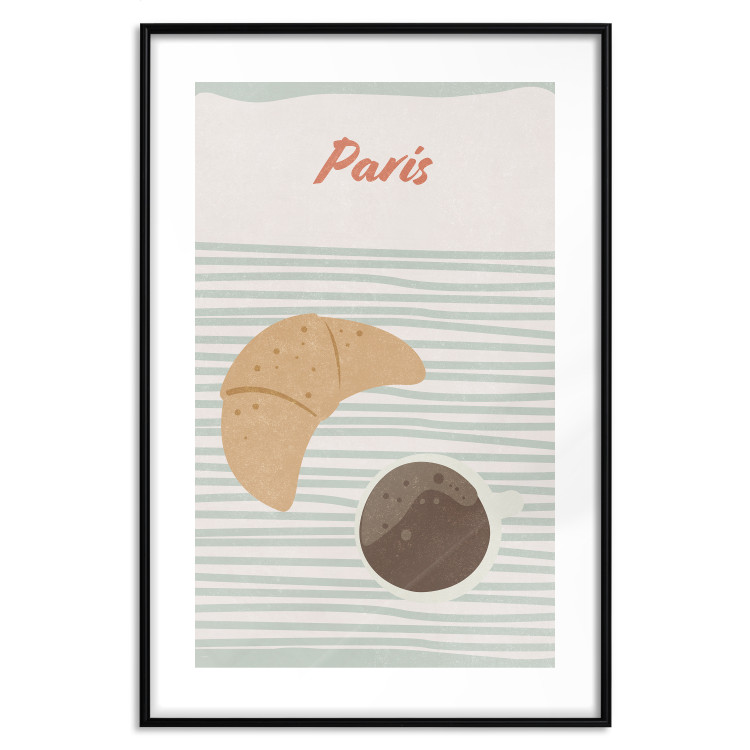 Poster Parisian Breakfast - text and coffee with croissant in a light composition 131952 additionalImage 15