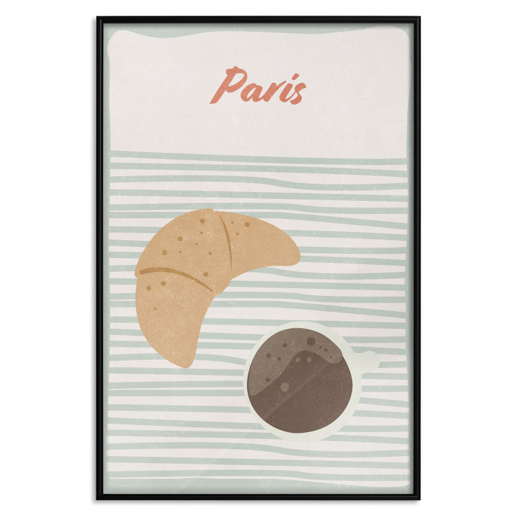 Poster Parisian Breakfast - text and coffee with croissant in a light composition 131952 additionalImage 16
