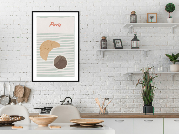 Poster Parisian Breakfast - text and coffee with croissant in a light composition 131952 additionalImage 18