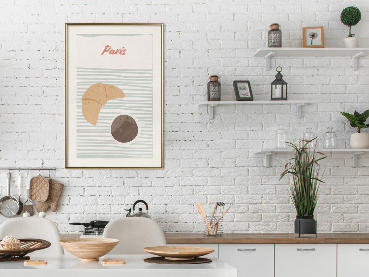 Poster Parisian Breakfast - text and coffee with croissant in a light composition 131952 additionalImage 22