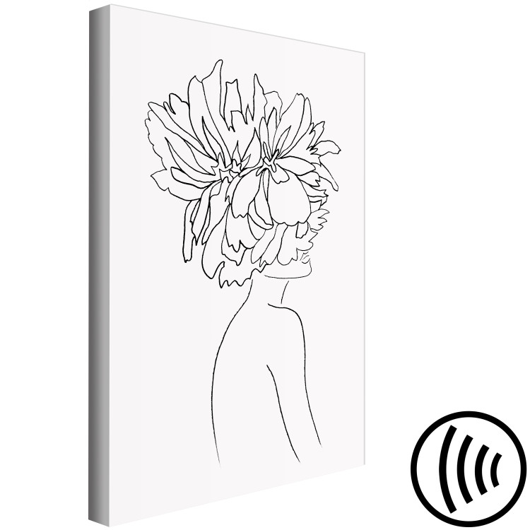 Canvas Flowery hair - linear woman silhouette with flower 132152 additionalImage 6