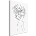 Canvas Flowery hair - linear woman silhouette with flower 132152 additionalThumb 2