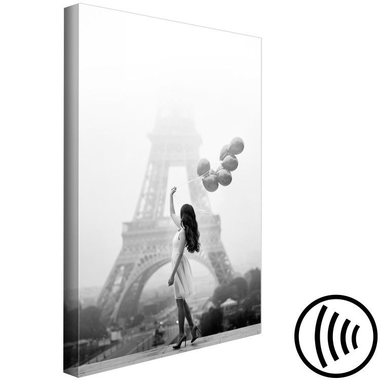 Canvas Stroll in the Wind (1-piece) Vertical - woman in Paris and balloons 132252 additionalImage 6