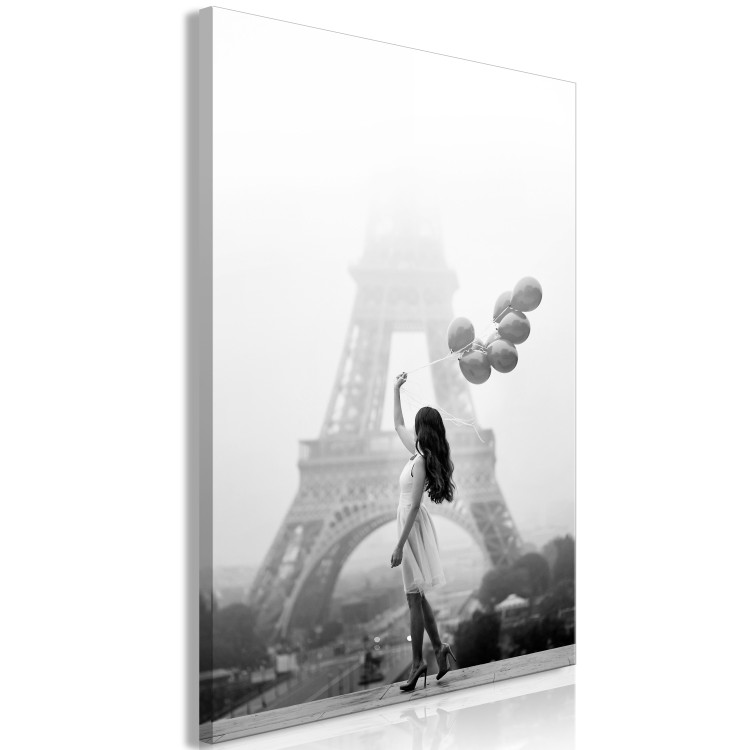 Canvas Stroll in the Wind (1-piece) Vertical - woman in Paris and balloons 132252 additionalImage 2