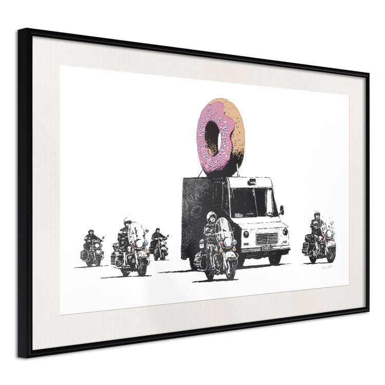 Wall Poster Donut Police - car with a donut and police motorcycles on a white background 132452 additionalImage 3
