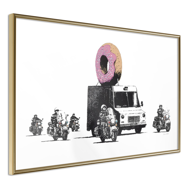Wall Poster Donut Police - car with a donut and police motorcycles on a white background 132452 additionalImage 12