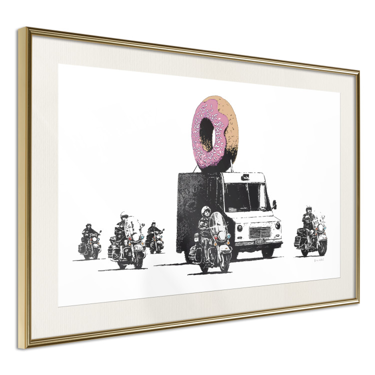 Wall Poster Donut Police - car with a donut and police motorcycles on a white background 132452 additionalImage 2