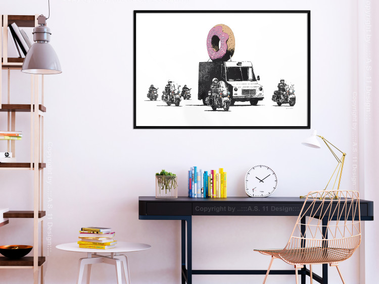 Wall Poster Donut Police - car with a donut and police motorcycles on a white background 132452 additionalImage 3