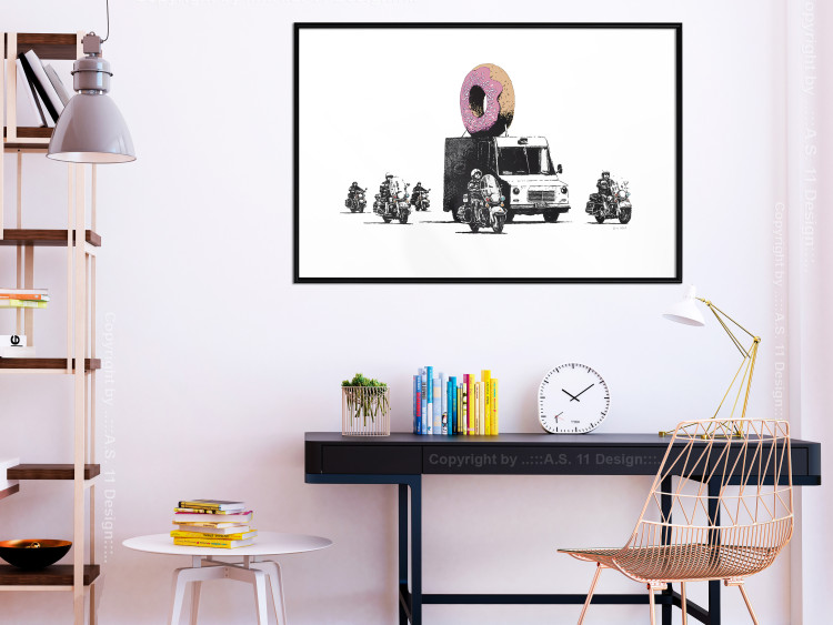 Wall Poster Donut Police - car with a donut and police motorcycles on a white background 132452 additionalImage 6