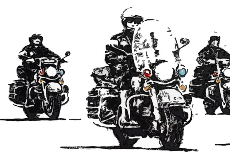 Wall Poster Donut Police - car with a donut and police motorcycles on a white background 132452 additionalImage 9