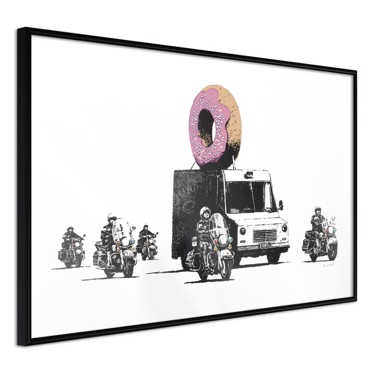 Wall Poster Donut Police - car with a donut and police motorcycles on a white background 132452 additionalImage 10