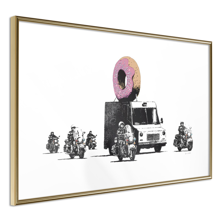 Wall Poster Donut Police - car with a donut and police motorcycles on a white background 132452 additionalImage 6