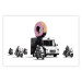 Wall Poster Donut Police - car with a donut and police motorcycles on a white background 132452