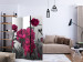 Room Separator Luxuriant meadow (3-piece) - pink peonies and meadow in shades of gray 132652 additionalThumb 4