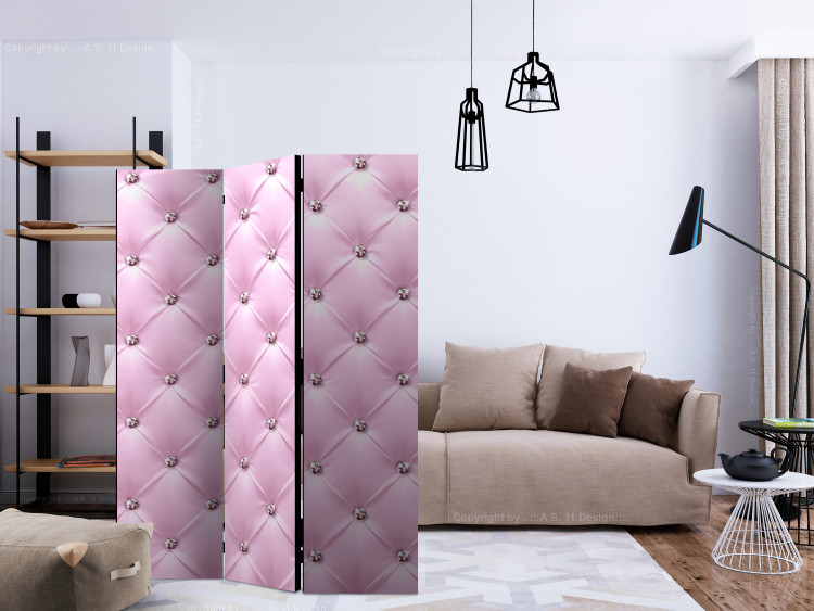 Room Divider Pink Lady (3-piece) - crystal pattern in pastel pink 132752 additionalImage 4