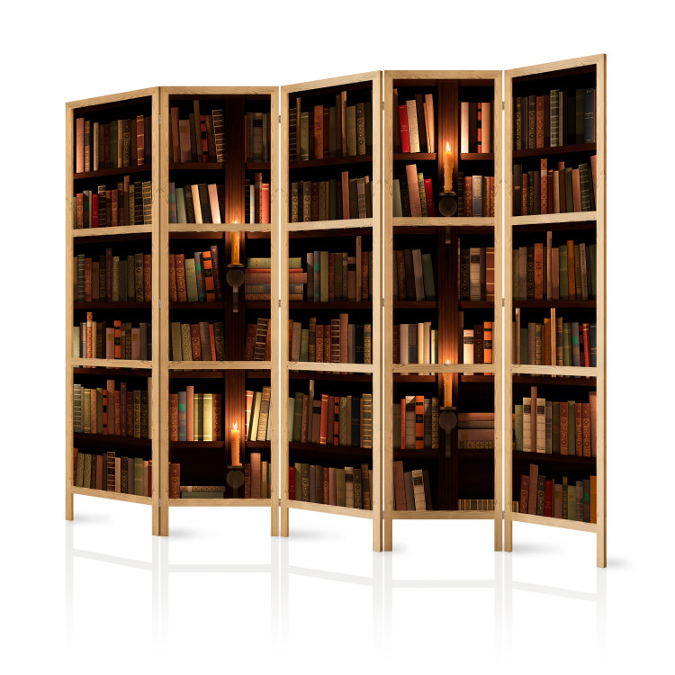 Room Divider Bookshelves II (5-piece) - dark composition with literature 132852 additionalImage 5