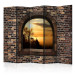 Room Divider Screen Stone Window: Morning Mist II (5-piece) - warm evening landscape 133152