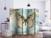 Room Divider Postcard with Butterfly II (5-piece) - beige insect against a background of inscriptions 133352 additionalThumb 2