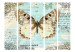 Room Divider Postcard with Butterfly II (5-piece) - beige insect against a background of inscriptions 133352 additionalThumb 3