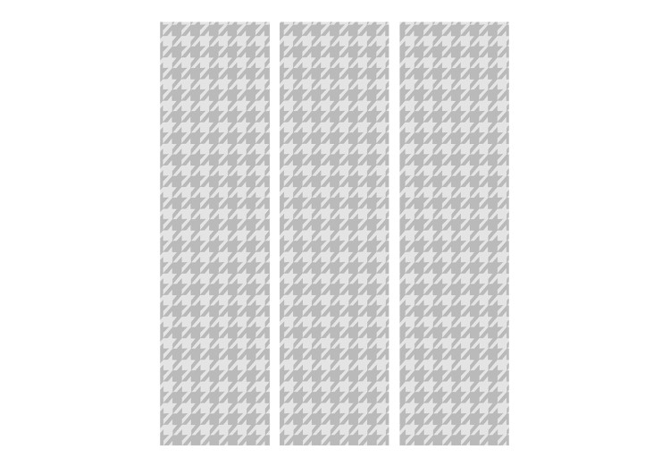 Room Separator Pepita (3-piece) - unique composition in gray background and white pattern 133452 additionalImage 3