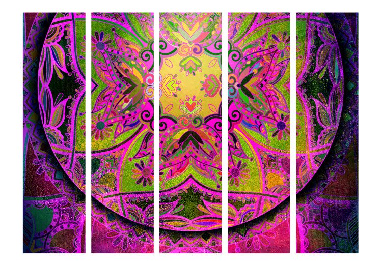 Room Separator Mandala: Pink Expression II (5-piece) - ethnic zen-style pattern 133552 additionalImage 3
