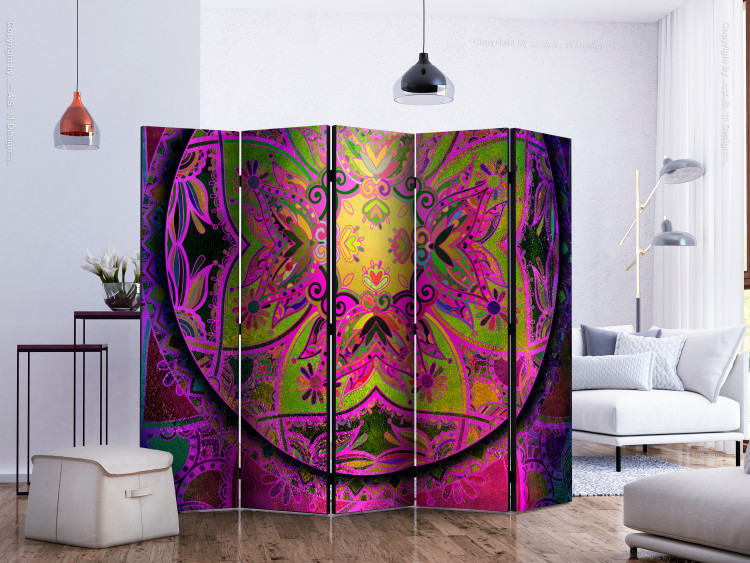Room Separator Mandala: Pink Expression II (5-piece) - ethnic zen-style pattern 133552 additionalImage 2
