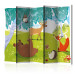 Folding Screen Happy Animals II - colorful forest animals next to a tree in a meadow 133752