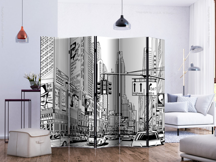 Room Divider Screen On the Streets of New York II - city architecture in comic book style 133852 additionalImage 2