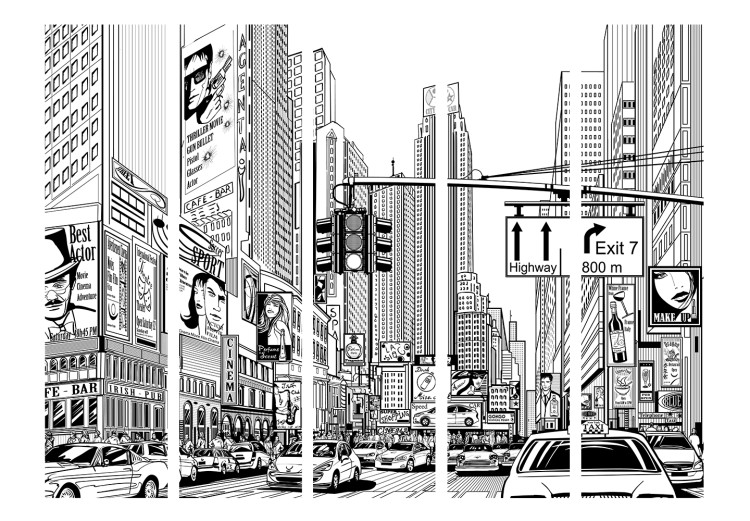 Room Divider Screen On the Streets of New York II - city architecture in comic book style 133852 additionalImage 3
