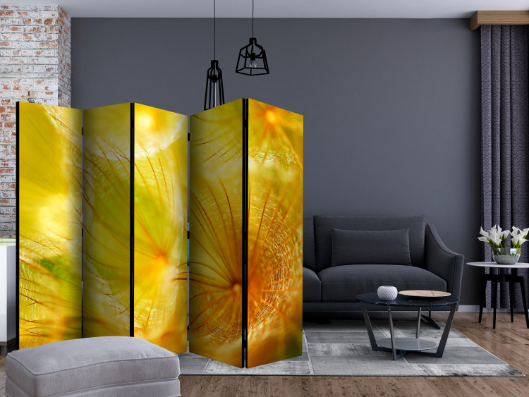Folding Screen Delicate Dandelion Puffs II - whimsical yellow flower abstraction 133952 additionalImage 4