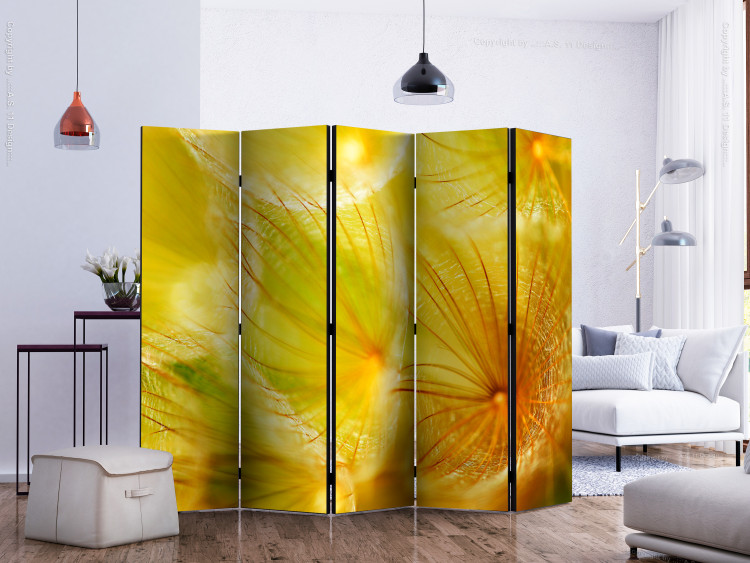 Folding Screen Delicate Dandelion Puffs II - whimsical yellow flower abstraction 133952 additionalImage 2
