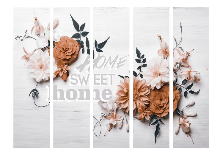 Folding Screen Dreamer's House II - romantic flowers on a wooden background with inscriptions 134052 additionalImage 3
