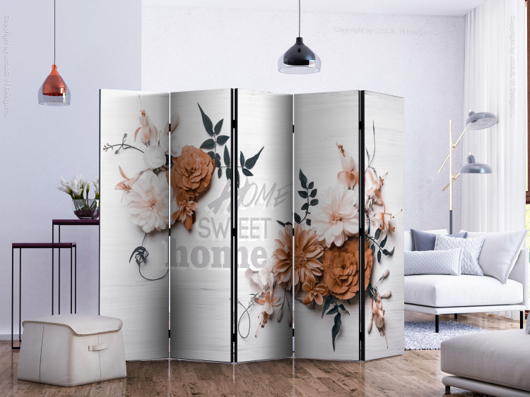 Folding Screen Dreamer's House II - romantic flowers on a wooden background with inscriptions 134052 additionalImage 2