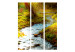 Room Divider Stream (Sunrise) (3-piece) - river with a bridge and trees in the background 134152 additionalThumb 3