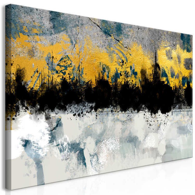 Canvas Fancy landscape - modern abstraction in gey and golden tones 134252 additionalImage 2
