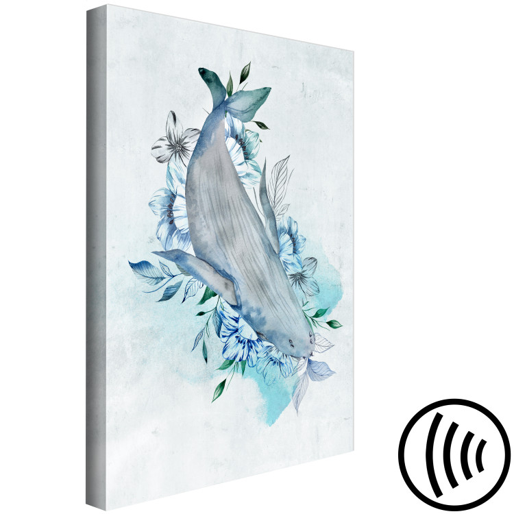 Canvas Art Print Whale In Flowers - Abstraction with Marine Mammal On Flowers 135352 additionalImage 6